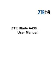 ZTE A430 manual. Tablet Instructions.